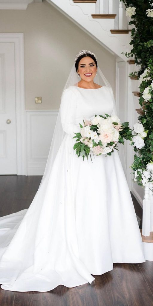 plus size modest wedding dresses simple with long sleeves demetriosbride