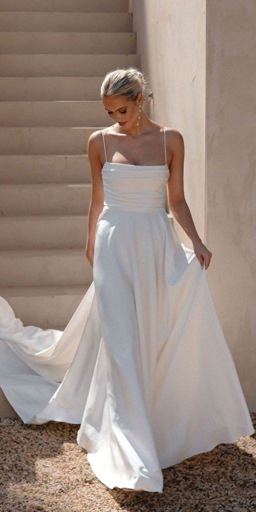 simple wedding dresses simple a line with spaghetti straps annacampbell