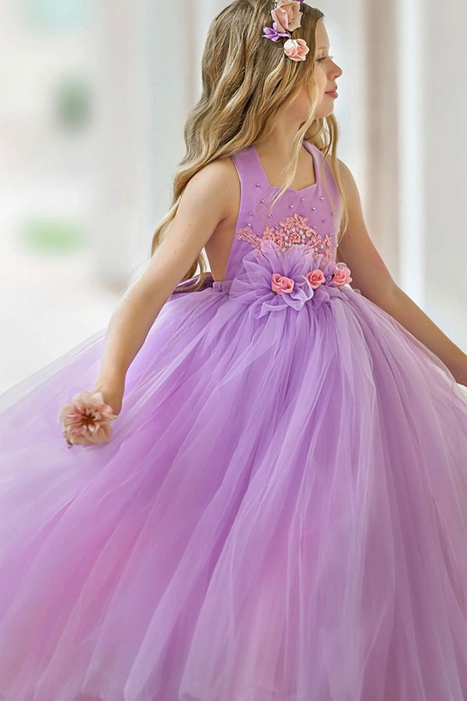country flower girl dresses purple colored simple tulle dollcakevintag