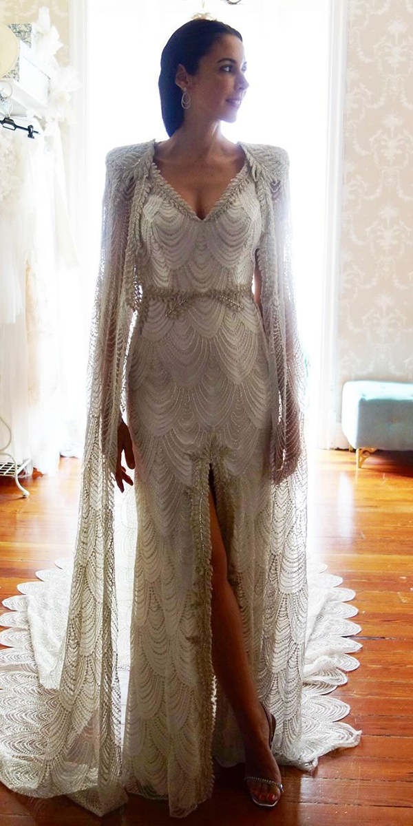 gatsby vintage wedding dresses 1920s with cape jeweled aliciaruedaatelier