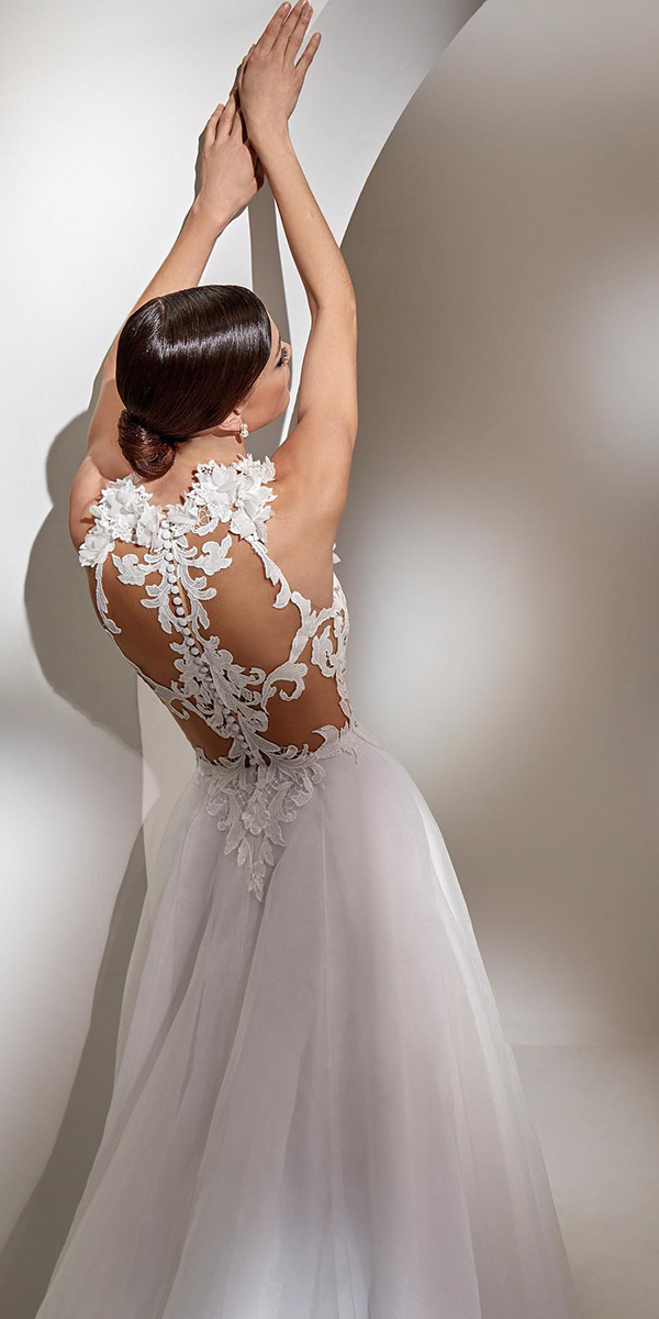 lace back wedding dresses tatttoo effect romantic nicole milano