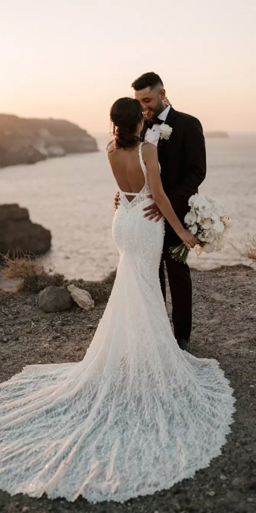 mermaid wedding dresses low back with train lace madewithlove