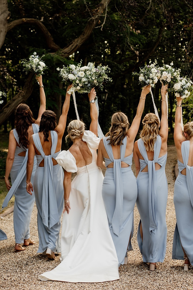 mismatched bridesmaid dresses blue simple sheath theunscripted