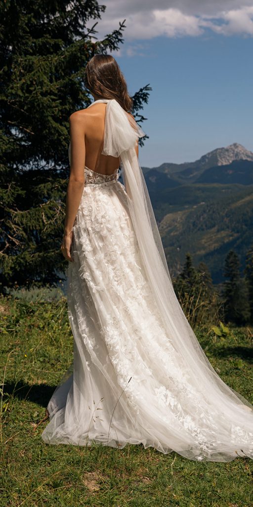 rustic lace wedding dresses open back a line floral appliques daalarna