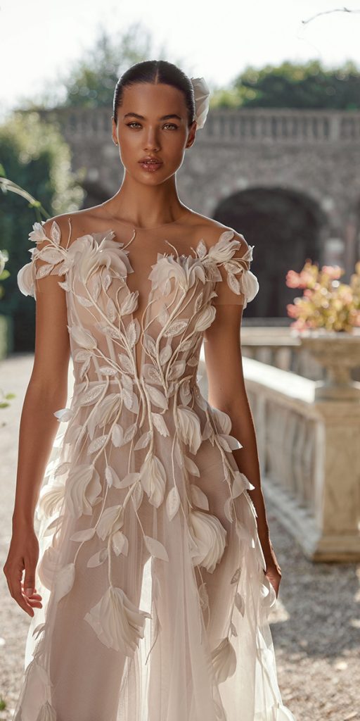 unique lace wedding dresses floral appliques innocentia