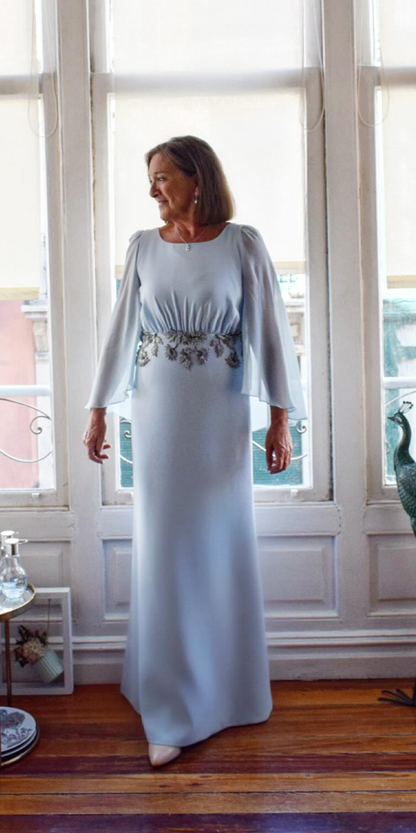 casual mother of the groom dresses blue with long sleeves simple aliciaruedaatelier