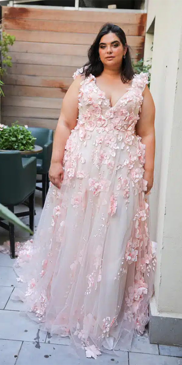 plus size floral wedding dresses pink studiolevan