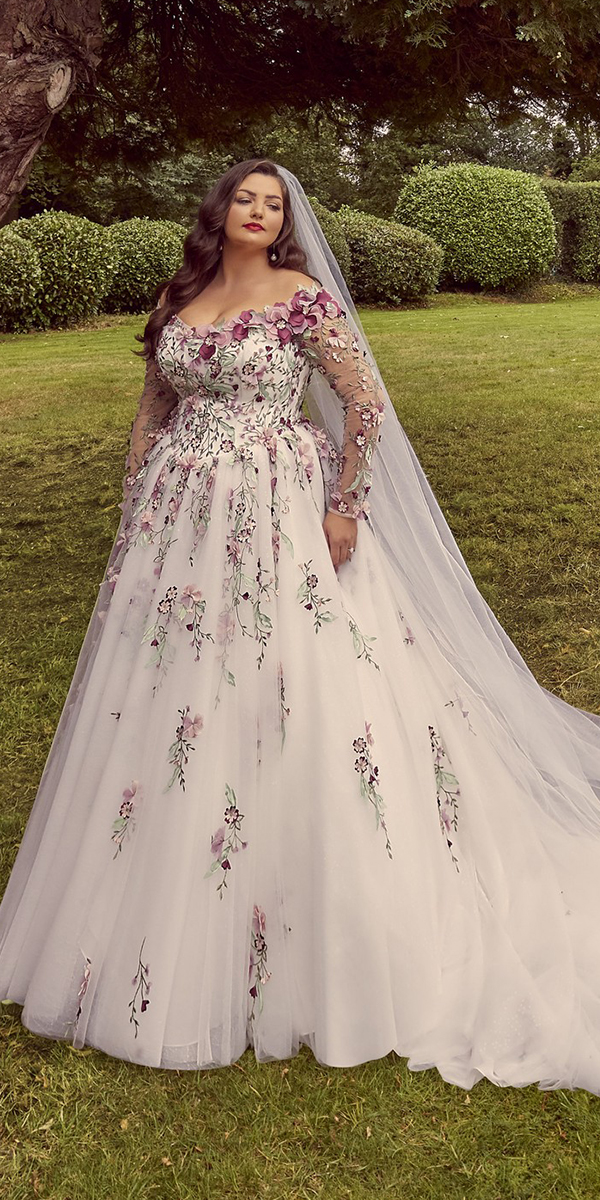 plus size floral wedding dresses with white ball gown ronald joyce