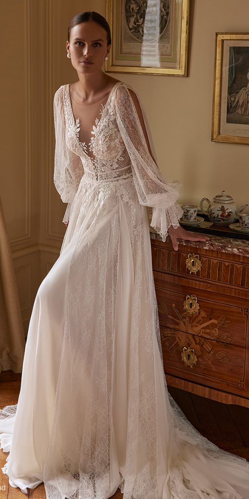 trendy wedding dresses a line with long sleeves lace boho anne mariee