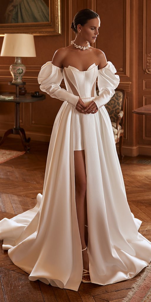 trendy wedding dresses simple with long sleeves off the shoulder anne mariee