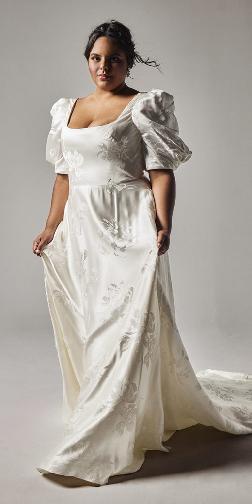 plus size wedding dresses simple with cap sleeves a line rebeccaschoneveld