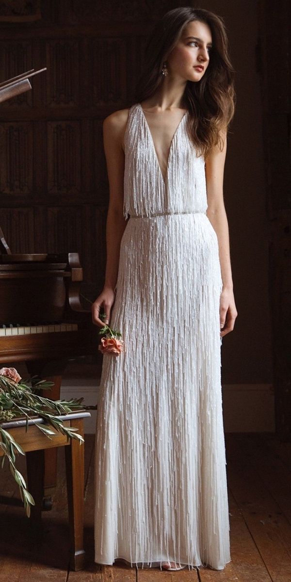 simple wedding dresses sheath vintage with fringe jennyyoonyc