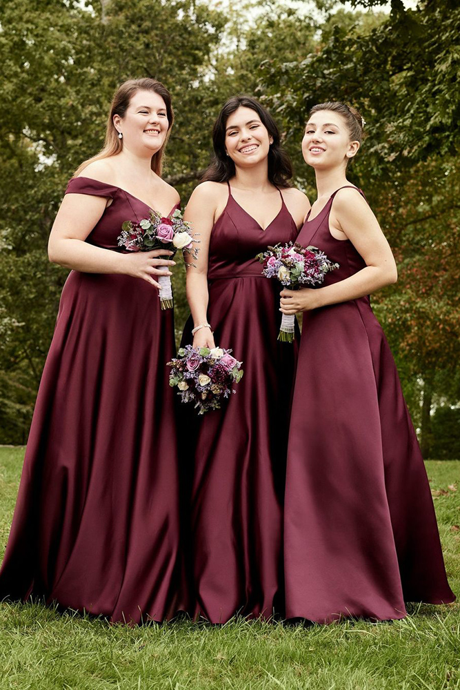 burgundy bridesmaid dresses simple plus size davidsbridal