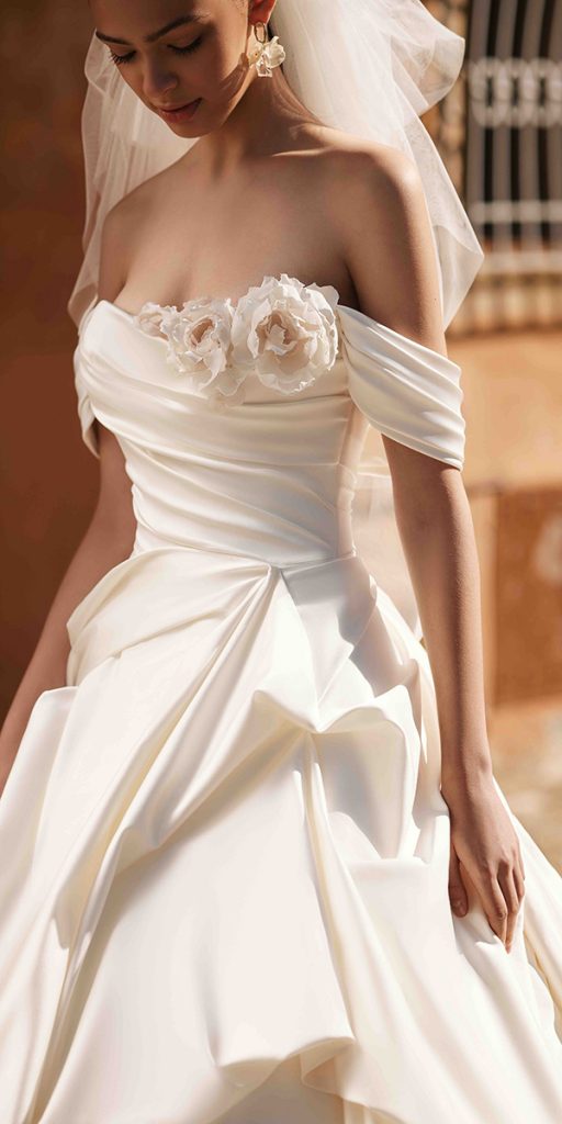 silk wedding dresses off the shoulder detail innocentia
