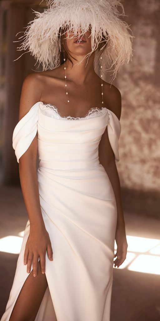 silk wedding dresses simple off the shoulder yedyna