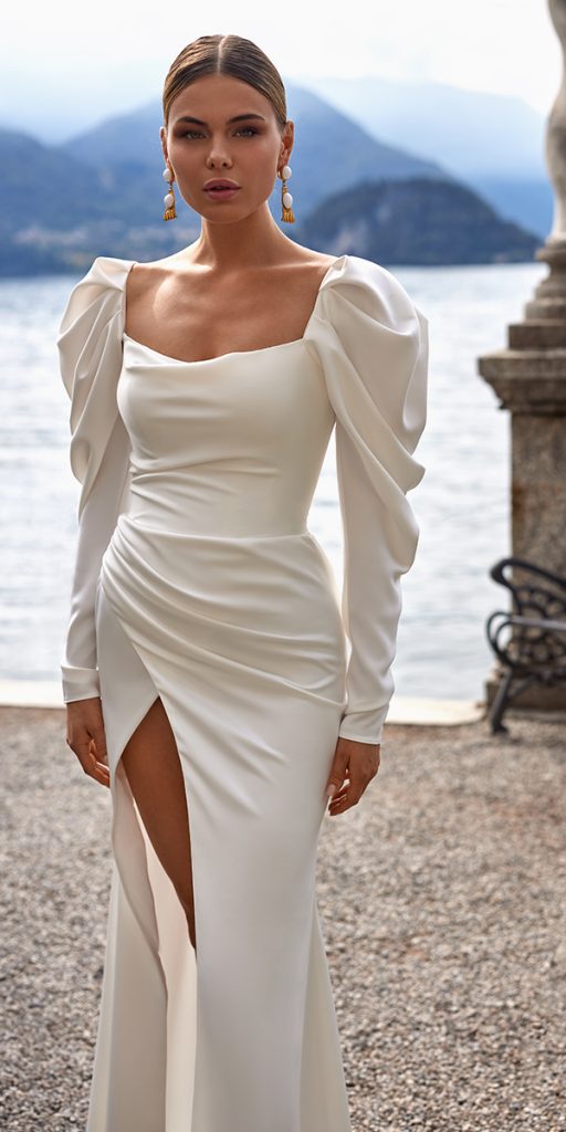 silk wedding dresses with long sleeves anne mariee