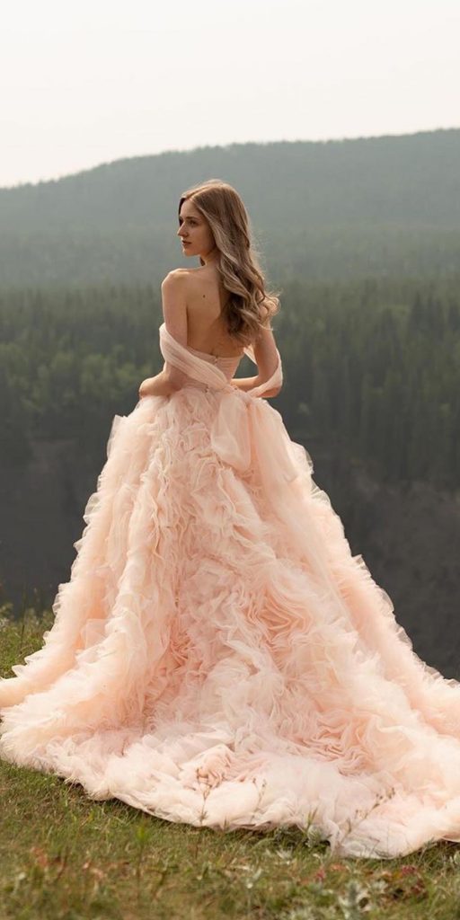 blush wedding dresses simple low back ball gown morilee