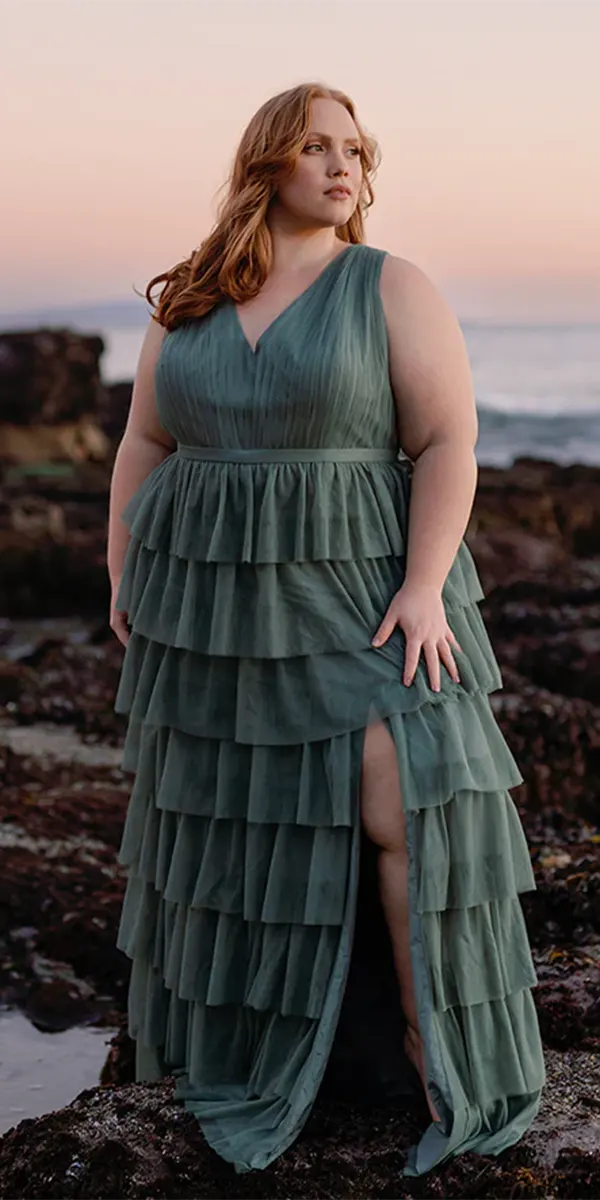 beach wedding guest dresses simple green ruffled skirt plus size revelry