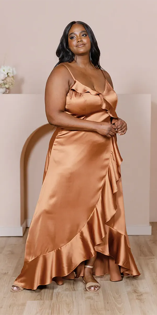 beach wedding guest dresses simple satin rust colored plus size revelry