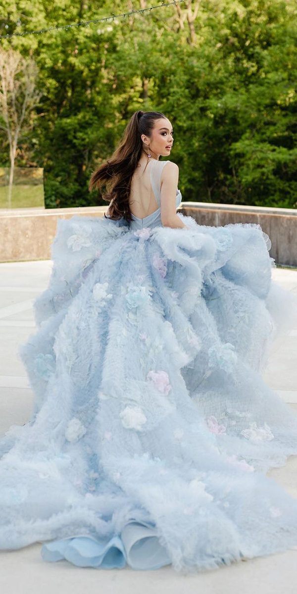 blue wedding dresses ball gown ruffled skirt inesdisanto