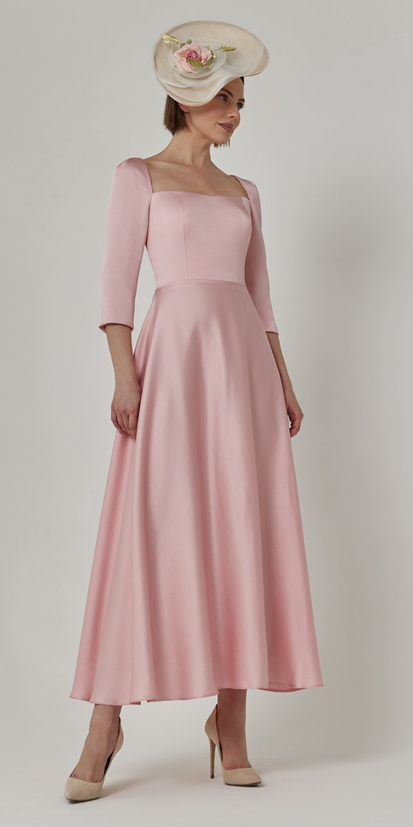 wedding guest dresses for spring pink simple with long sleeves sassiholford