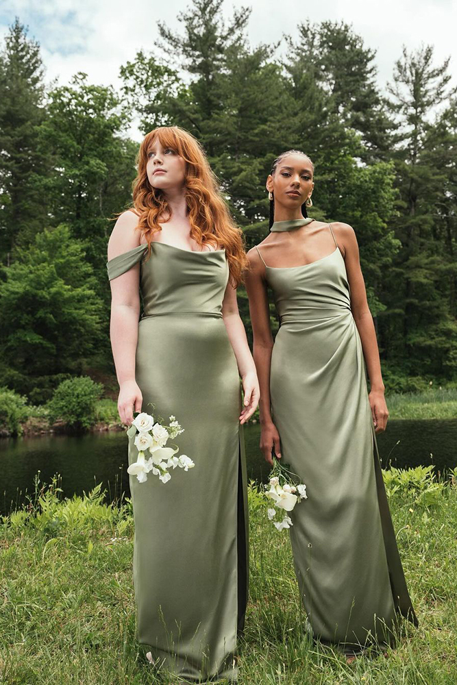 Earth green bridesmaid dresses hotsell