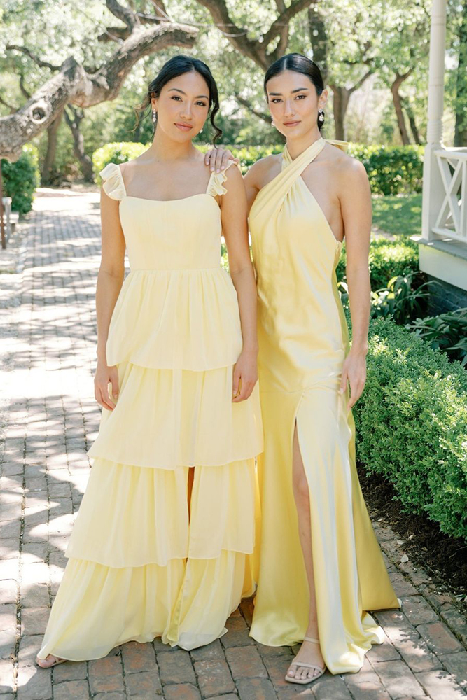 Baby yellow bridesmaid dresses best sale