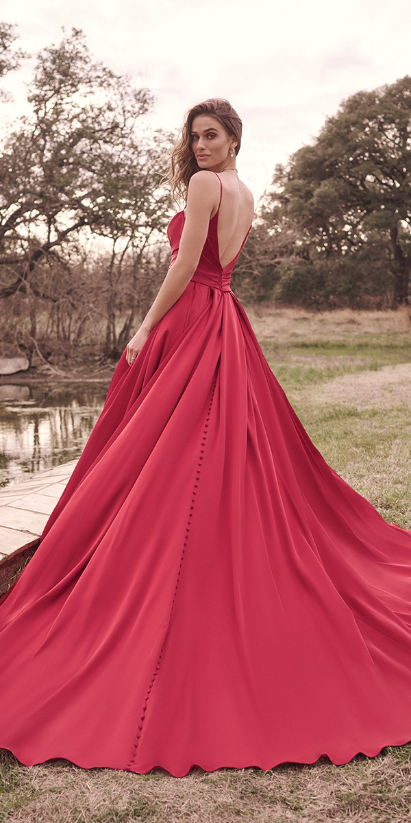 Simple red gown fashion