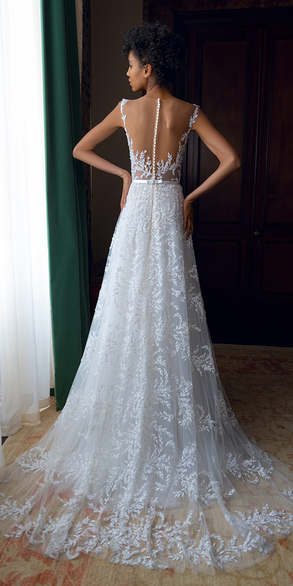 Illusion back lace wedding dress best sale