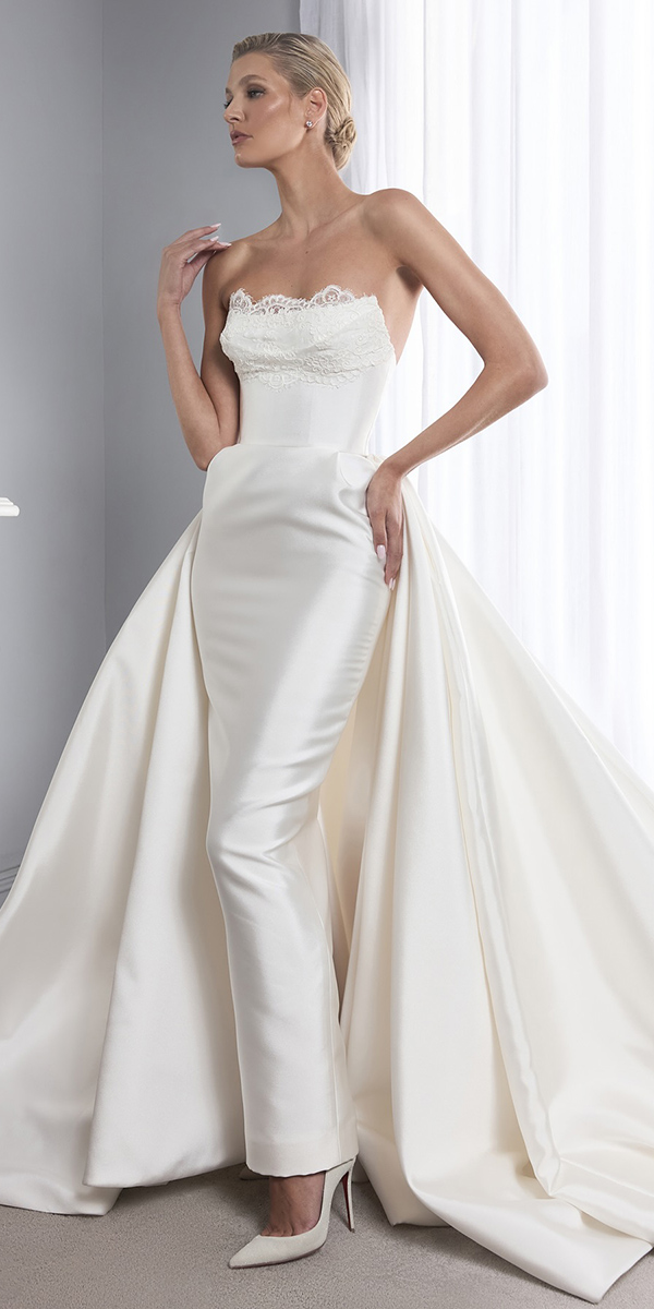 elegant wedding dresses simple strapless neckline with overskirt steven khalil