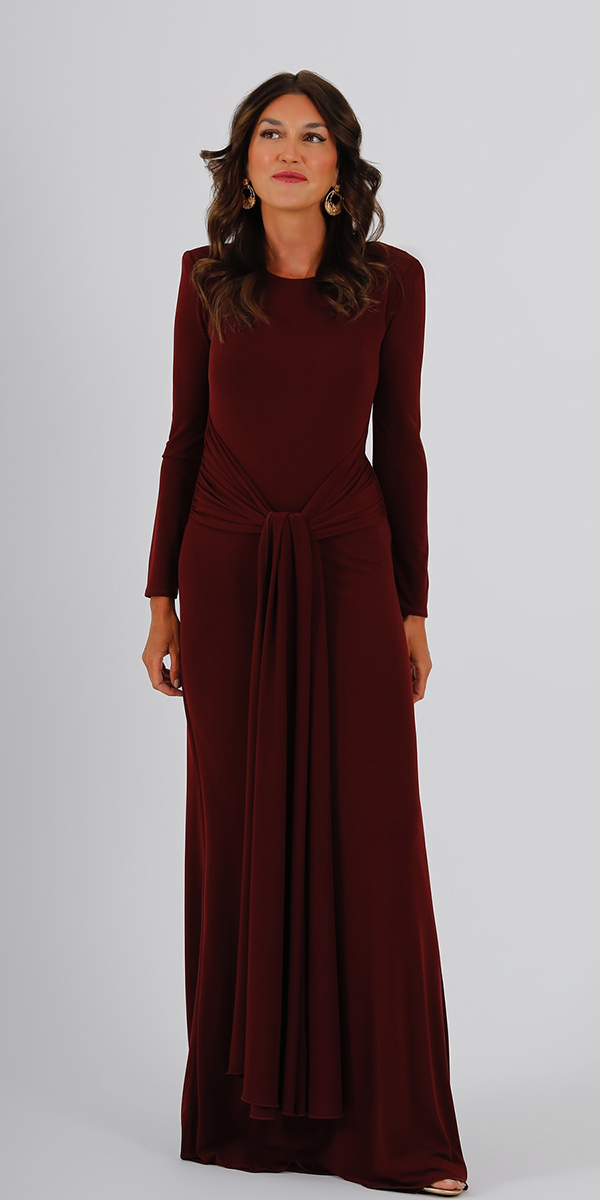 long mother of the bride dresses with long sleeves simple burgundy for winter silvia fernandezaatelier