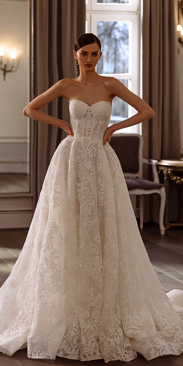 a line wedding dresses lace strapless neckline sexy royaldi