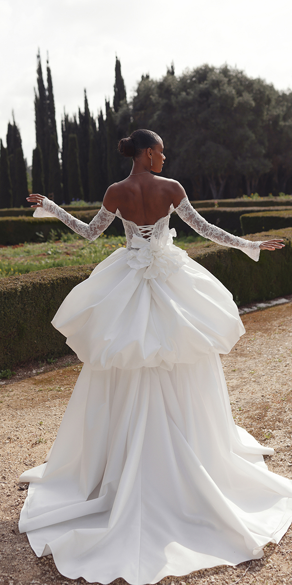 backless wedding dresses ball gown with long sleeves lace pninatornai