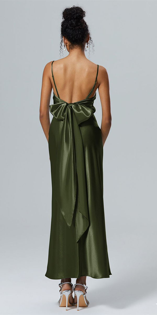 backless wedding dresses green simple with spaghetti straps green awbridal