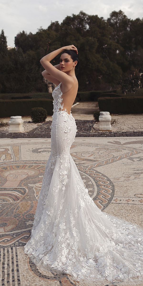 backless wedding dresses mermaid sexy floral pnina tornai