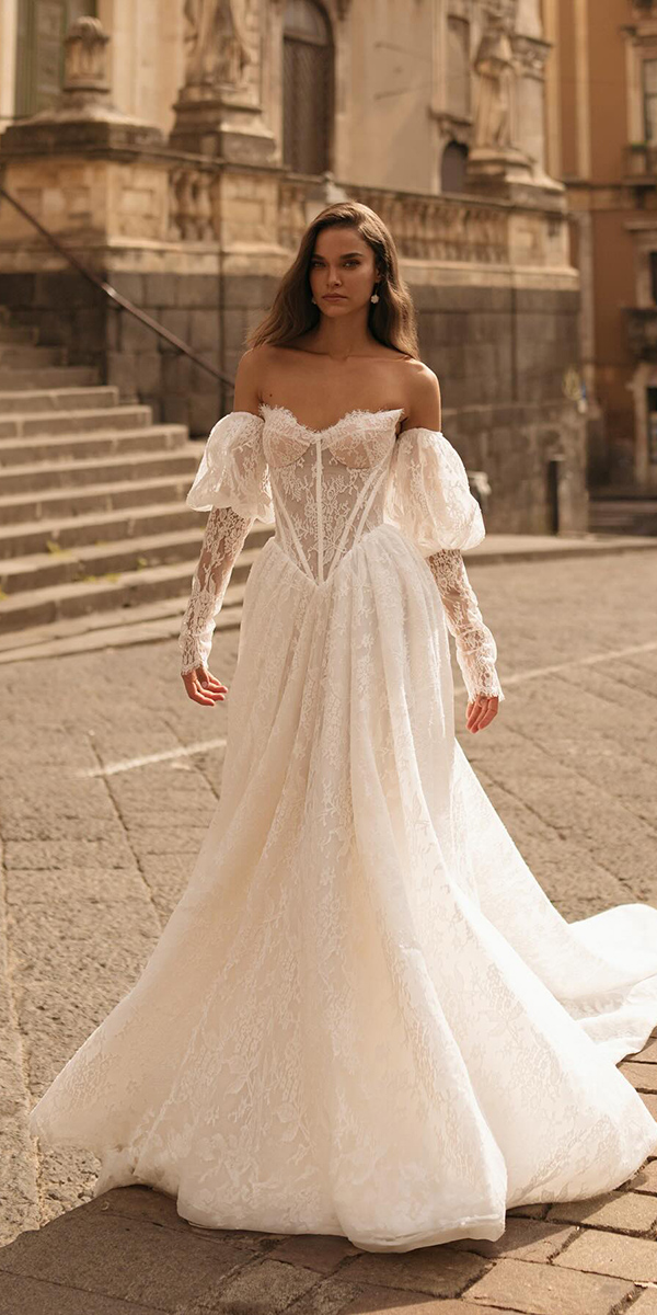 boho wedding dresses with sleeves lace off the shoulder country royaldi