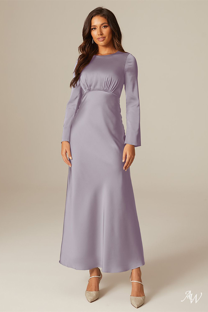 lavender bridesmaid dresses long simple with long sleeves awbridal