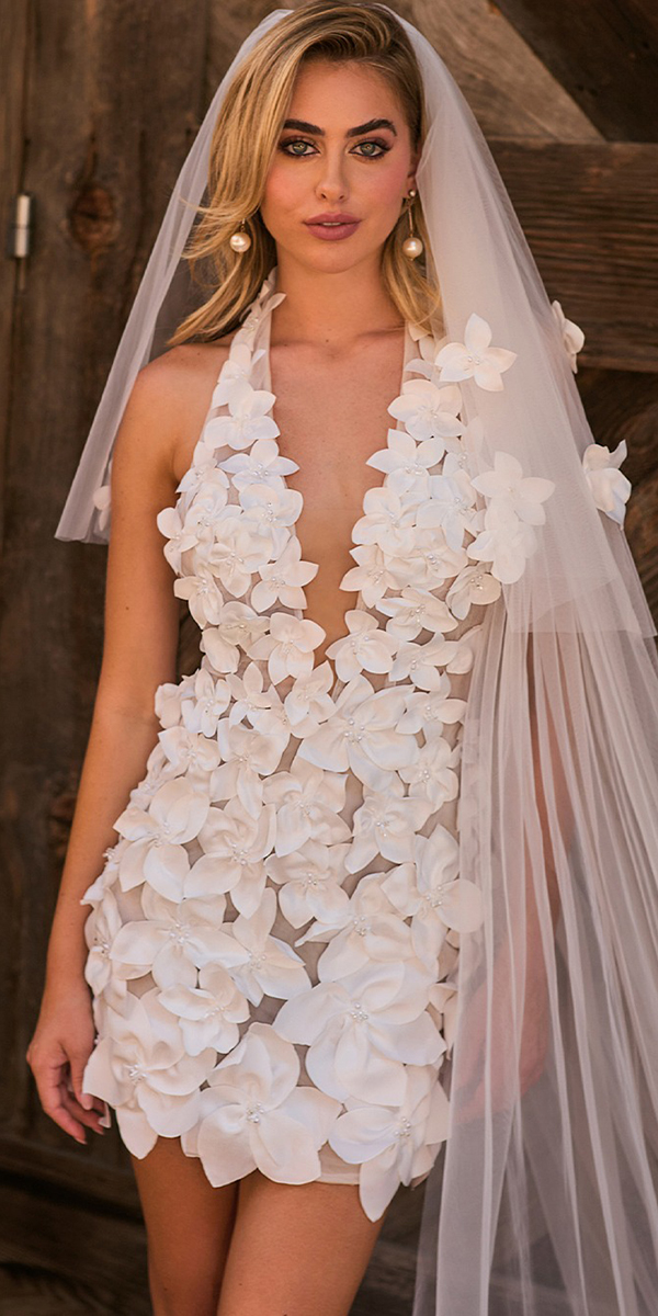 rustic wedding dresses short floral appliques sexy beach callablanche
