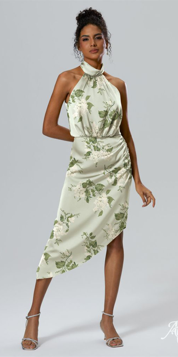 summer wedding guest halter neckline floral appliques awbridal