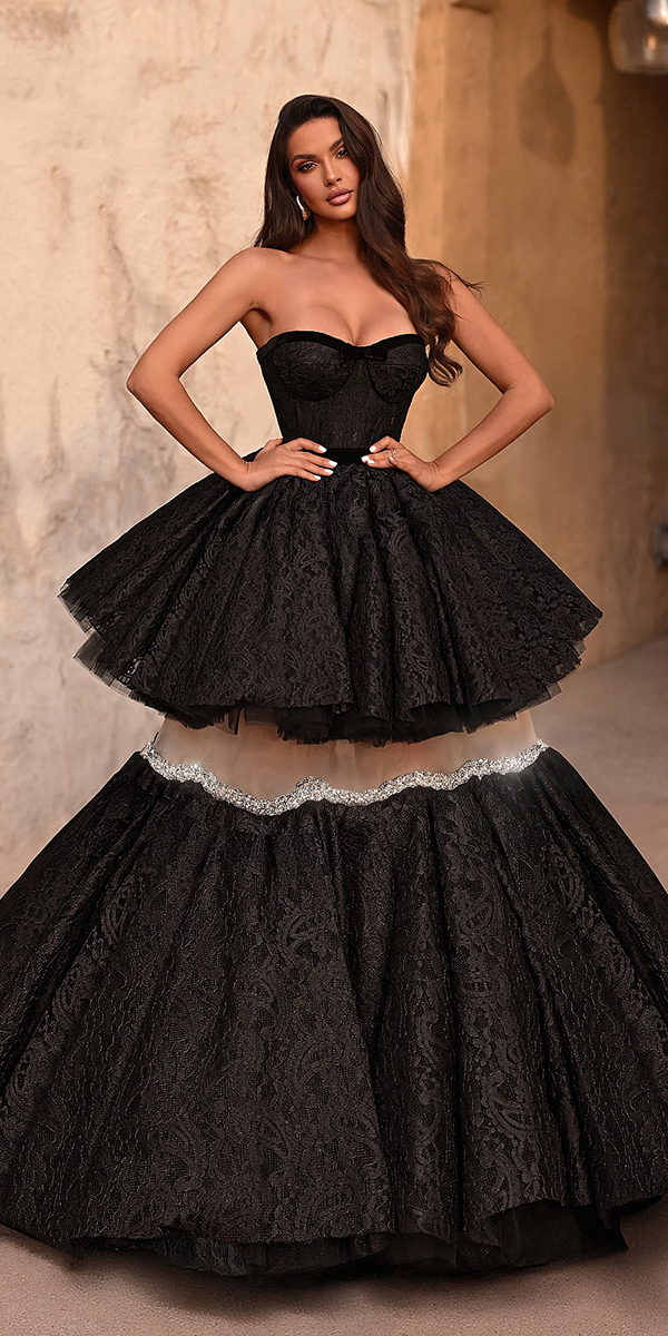 black wedding dresses strapless neckline ball gown saidmhamad