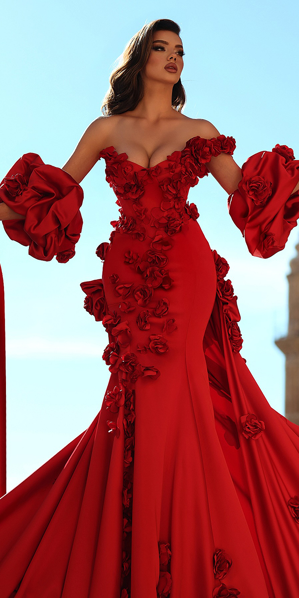 blood red wedding dresses simple with floral appliques saidmhamd