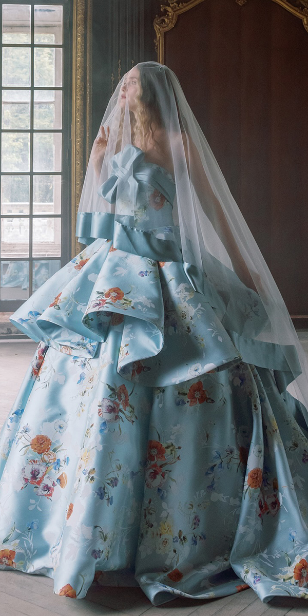 blue wedding dresses ball gown ruffled skirt sarehnouri