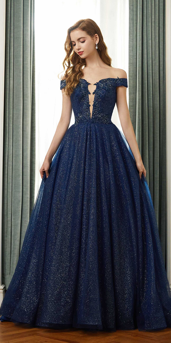 blue wedding dresses navy a line digiobridal