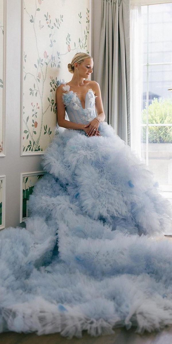 blue wedding dresses ruffled skirt inesdisanto