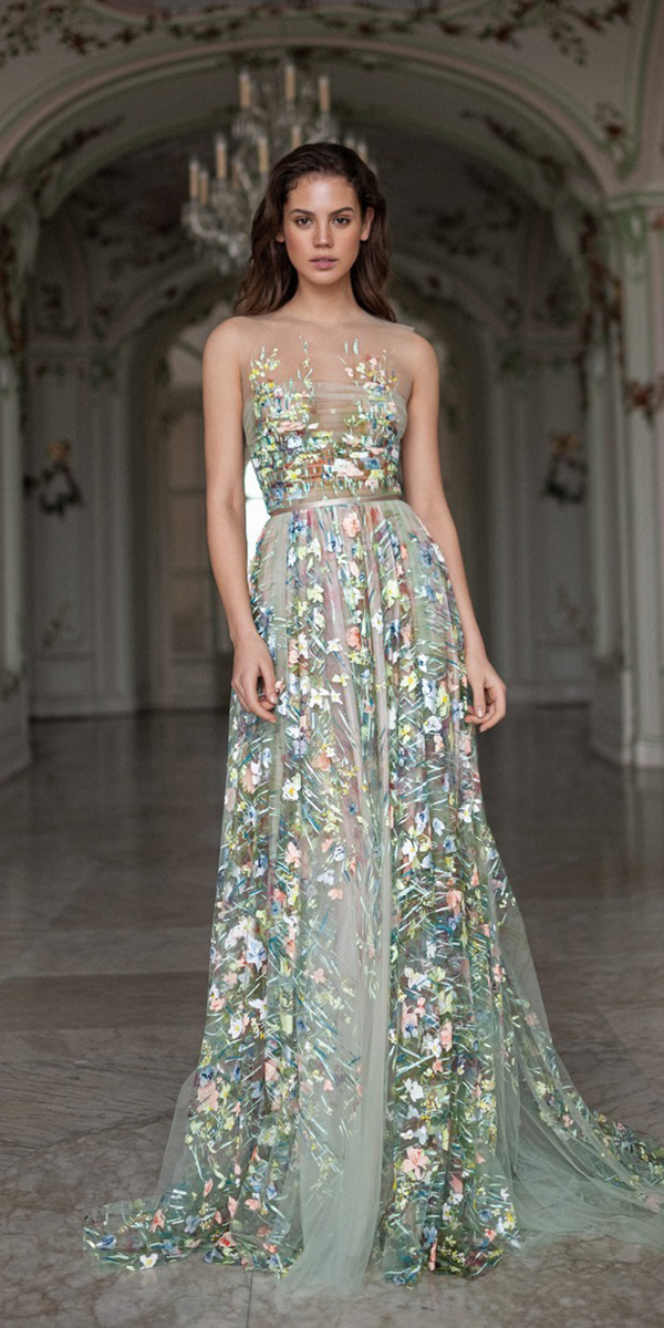 floral wedding dresses a line green country daalarnacouture