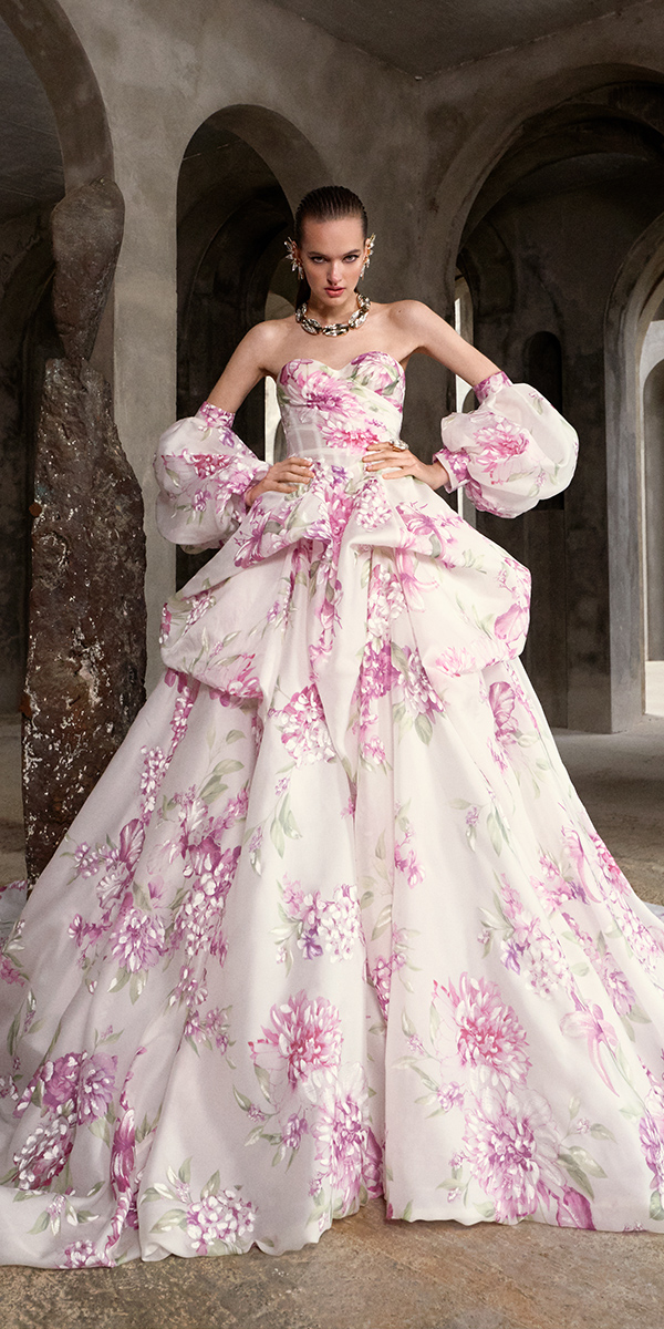 floral wedding dresses ball gown ruffled skirt galialahav