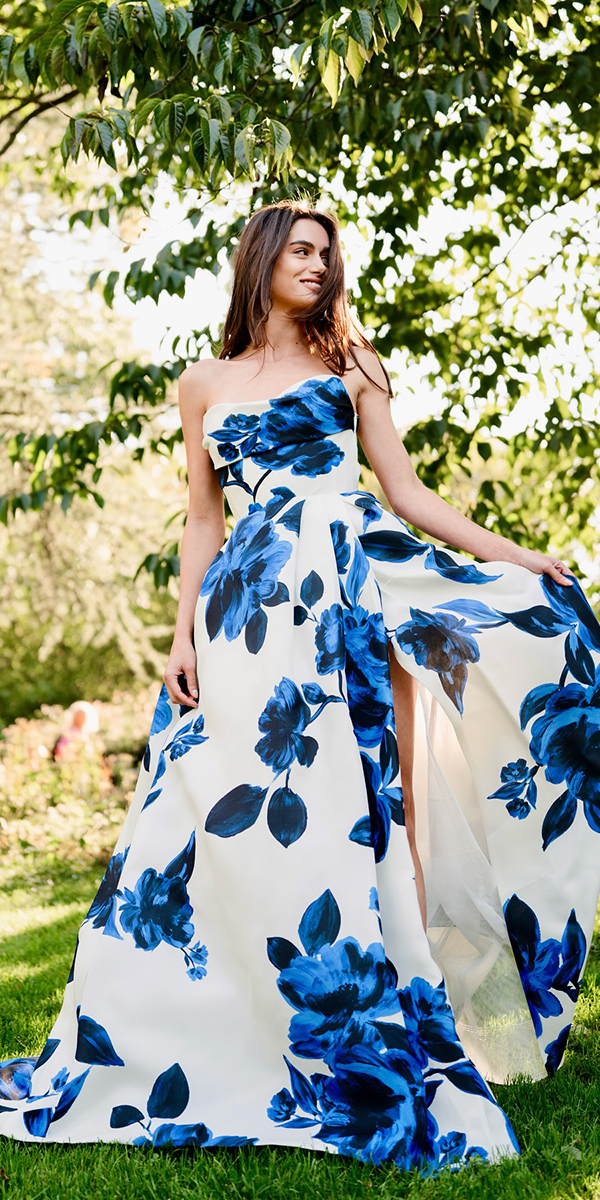 floral wedding dresses with blue beach country monique