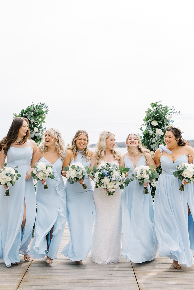 long bridesmaid dresses long simple blue revelry