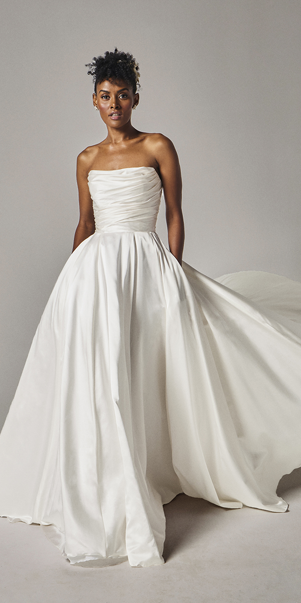 silk wedding dresses a line simple strapless neckline rebeccaschoneveld