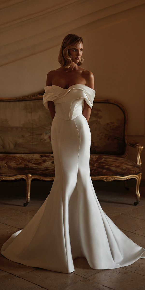 silk wedding dresses mermaid off the shoulder sexy millanova